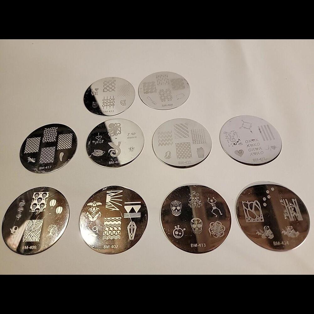 Bundle Monster Nail Plate Bm 10 Piece Lot Art Stamp Image  Circle (Used )Read